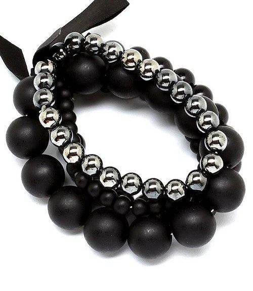 Black Pearl and Bead Bracelet